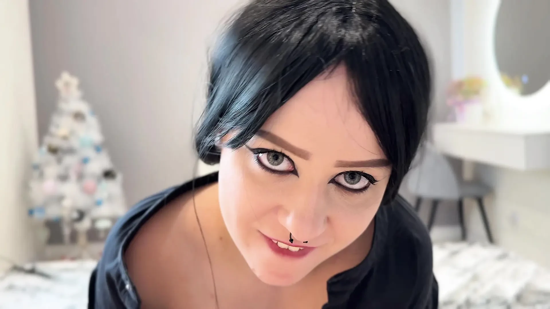 Goth girl fucks hard and enjoys a big cock
