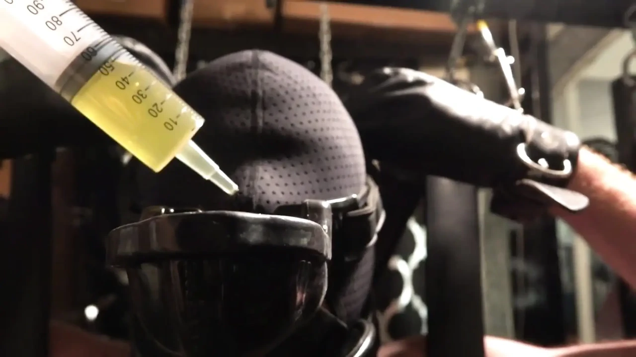 Male Slave Suspension and Cum Feeding with Piss Chaser
